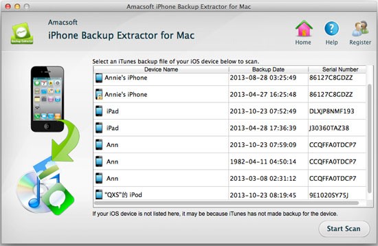 Amacsoft iPhone Backup Extractor Mac