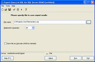 Export Query to SQL for SQL server