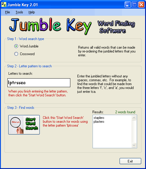 Jumble Key definitively solves Word Jumble and Crossword puzzles.