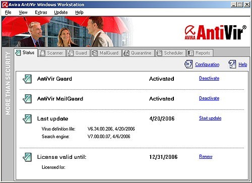 Avira antivirus screen shot