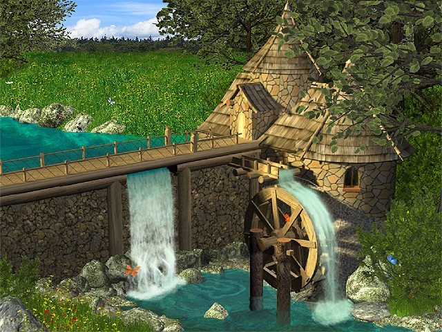 Watermill by Waterfall Screensaver
