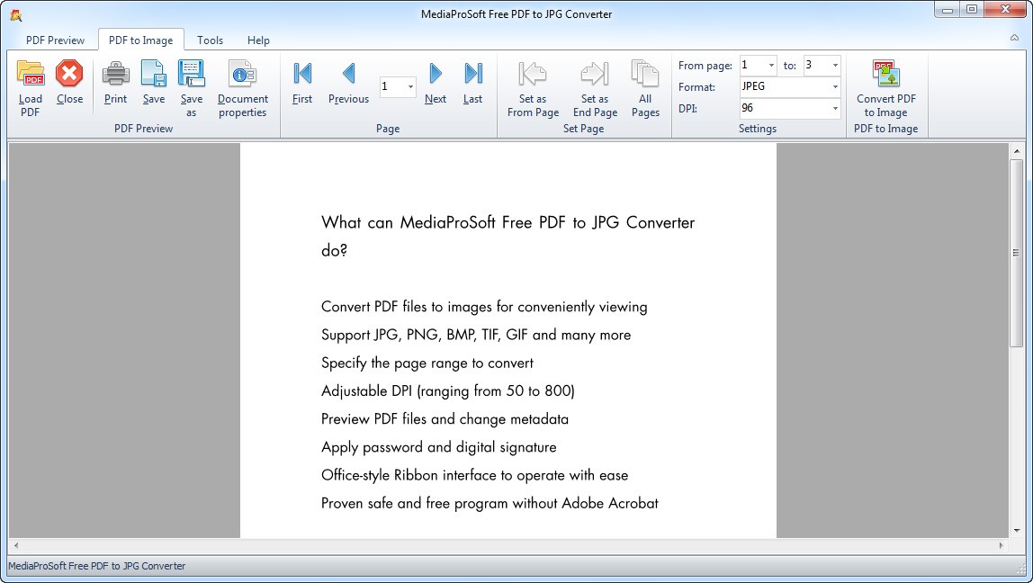 MediaProSoft Free PDF to JPG Converter