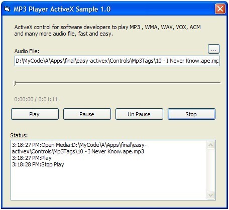WAV MP3 Player ActiveX (OCX)