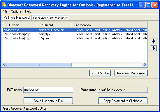 Password Recovery Engine for Outlook