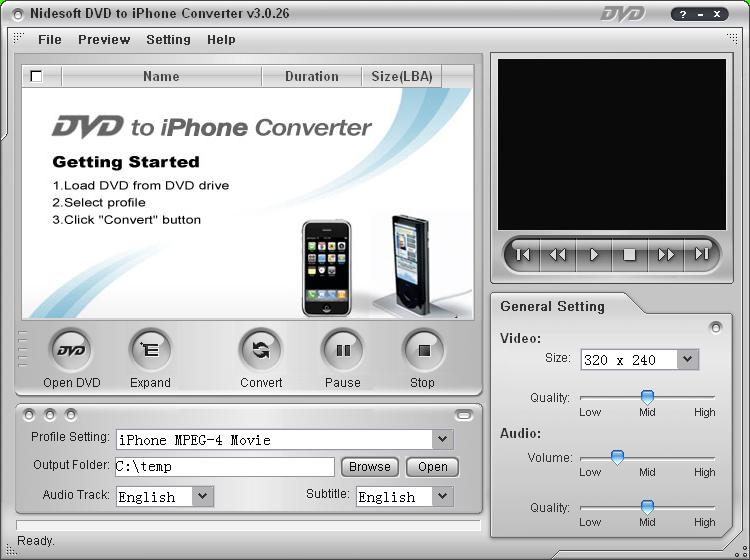 Nidesoft DVD to iPhone/iPod Converter