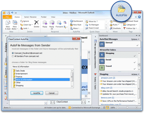 AutoFile for Microsoft Outlook