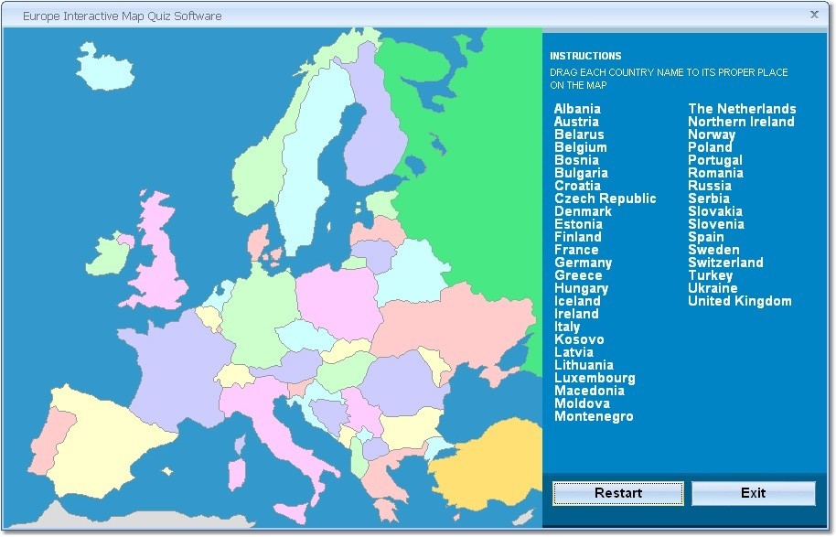 Europe Interactive Map Quiz Software 7 0 Screenshot