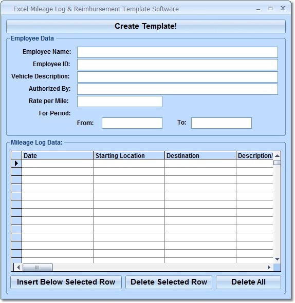 Excel Mileage Log & Reimbursement Template Software