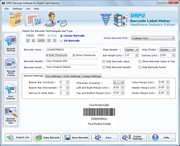 Healthcare Industry Barcode Label Maker