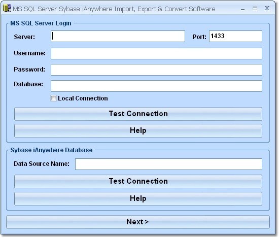 MS SQL Server Sybase SQL Anywhere Import, Export & Convert Software