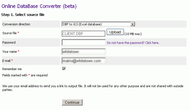 Online Database Converter