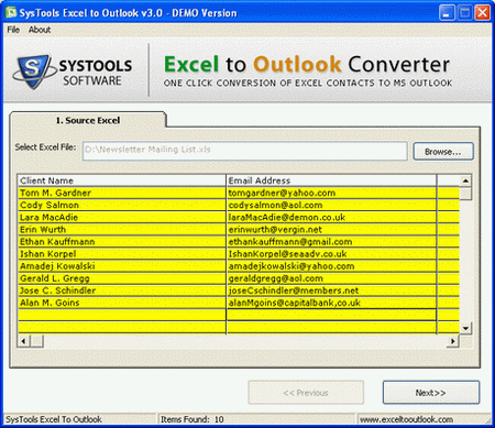 Transfer MS Excel Database