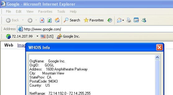 WHOIS Toolbar for Internet Explorer