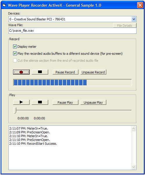 Wave Player Recorder ActiveX