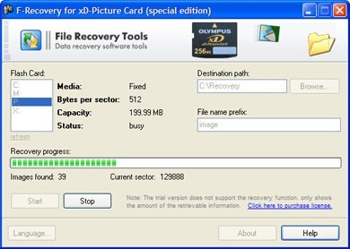 F-Recovery for xD-Picture Card
