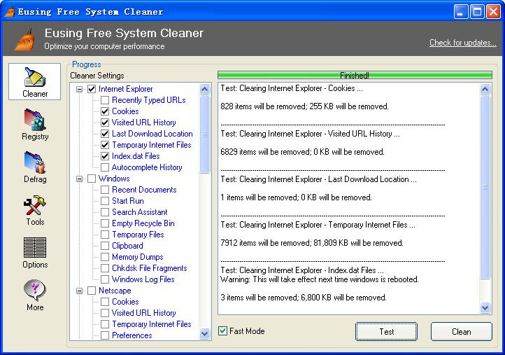 Eusing Free System Cleaner