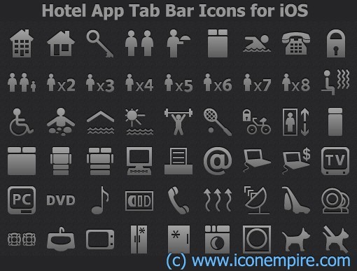 Hotel App Tab Bar Icons for iOS