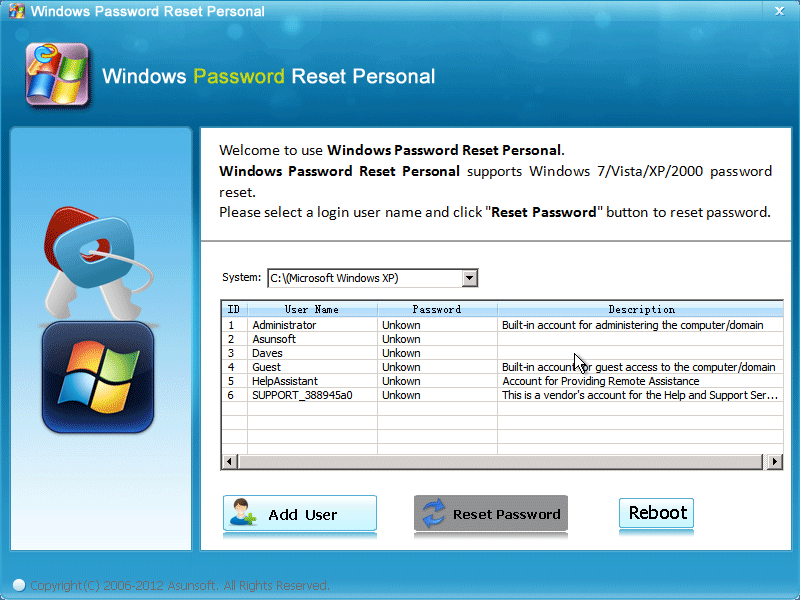 Asunsoft Windows Password Reset Personal