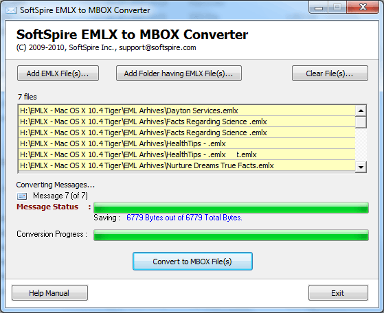 SoftSpire EMLX to MBOX Converter