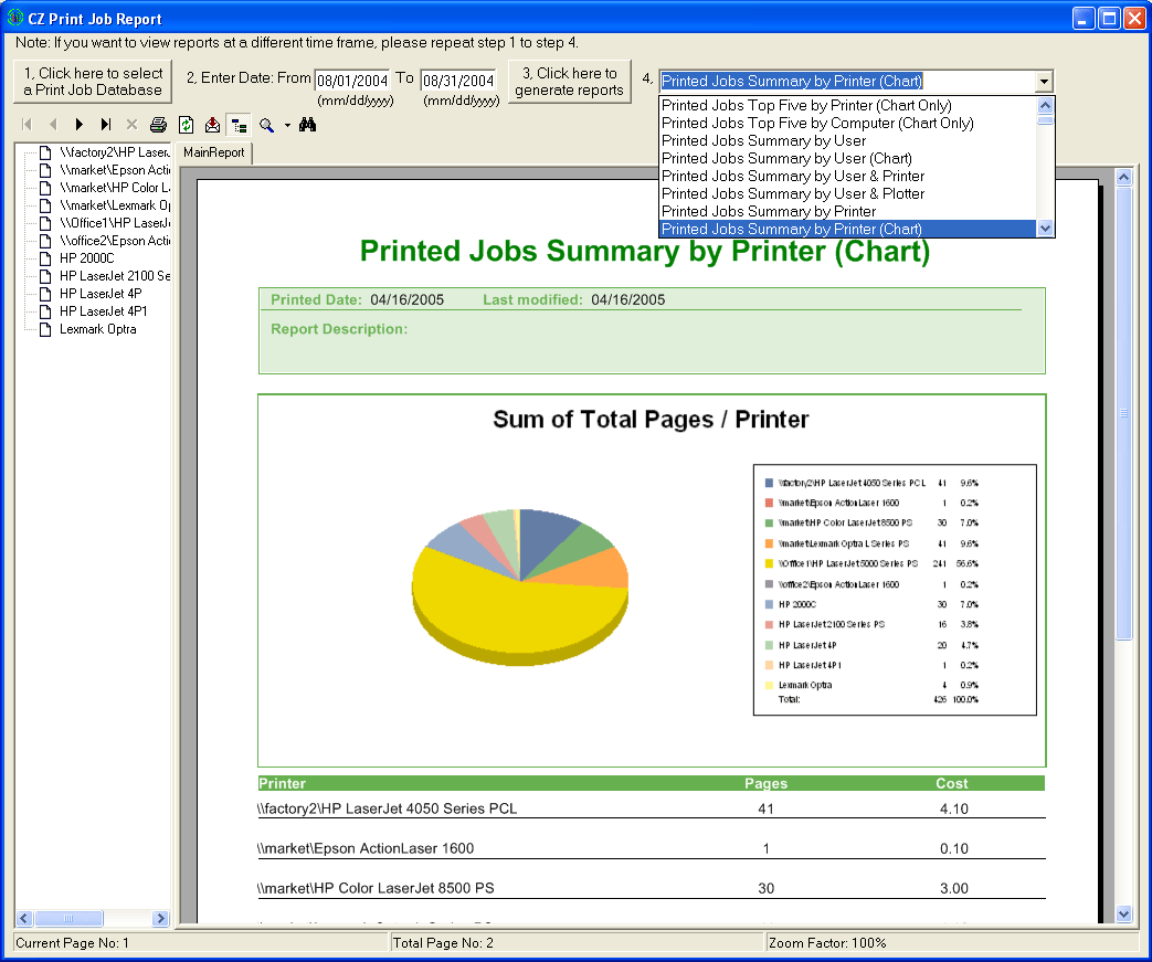 Download CZ Print Job Report 2.0 Freeware