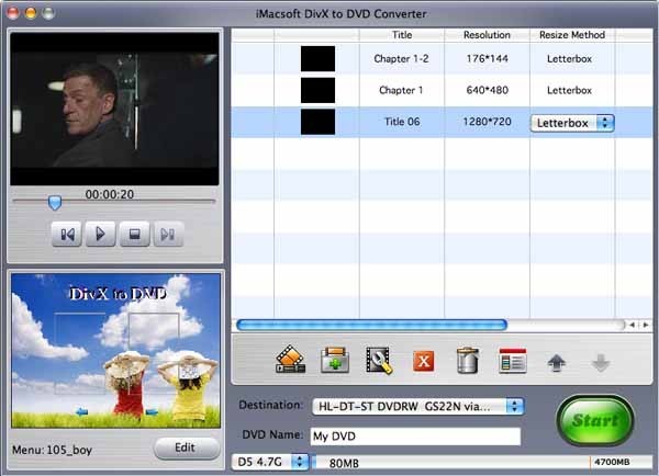 iMacsoft DivX to DVD Converter for Mac