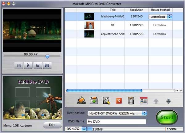 iMacsoft MPEG to DVD Converter for Mac