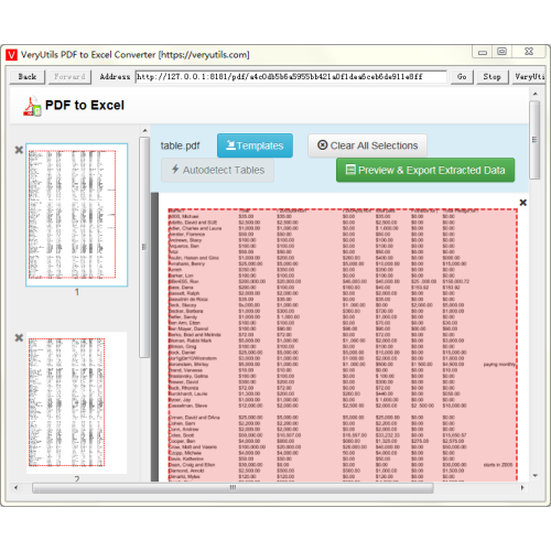 VeryUtils PDF to Excel Converter