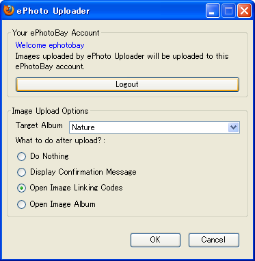 ePhoto Uploader Firefox Addon