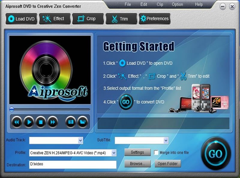 Aiprosoft DVD to Creative Zen Converter