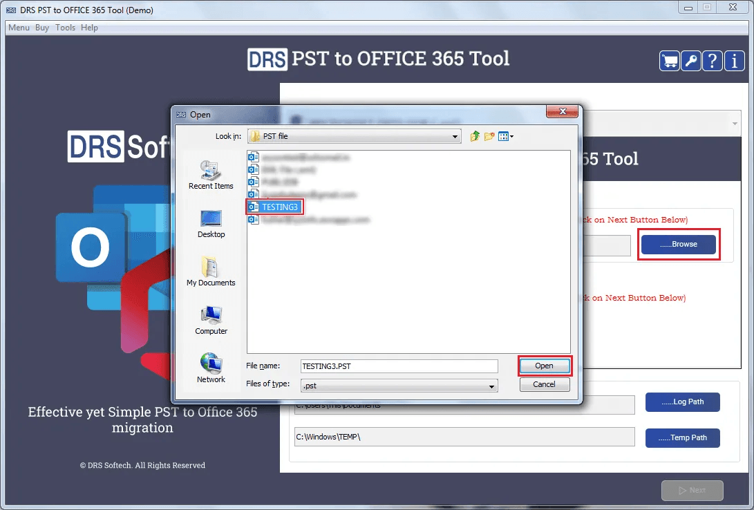 MigrateEmails PST to Office 365 Migratio