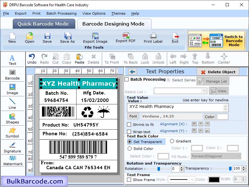 Pharmacy Barcode Generator