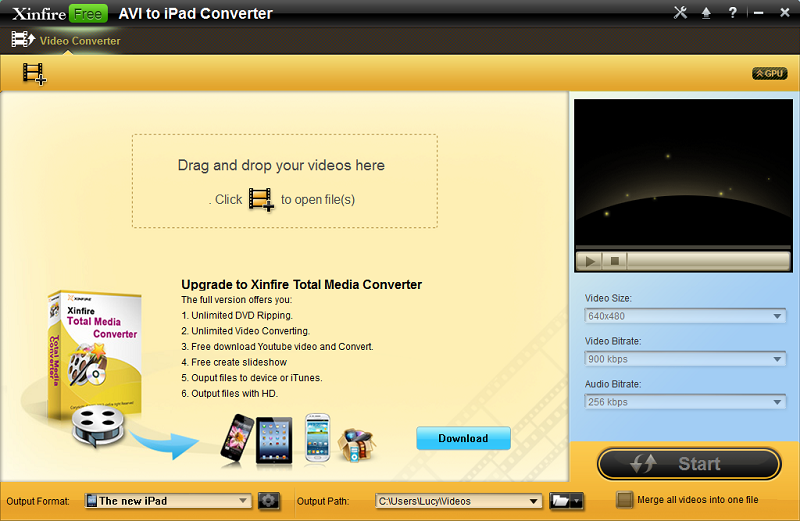 Xinfire Free AVI to iPad Converter