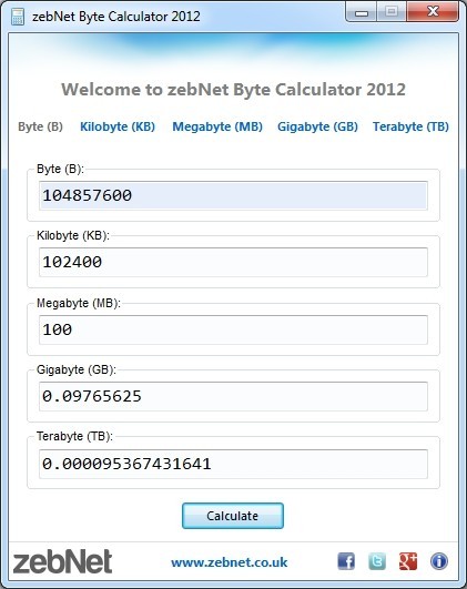 zebNet Byte Calculator 2012