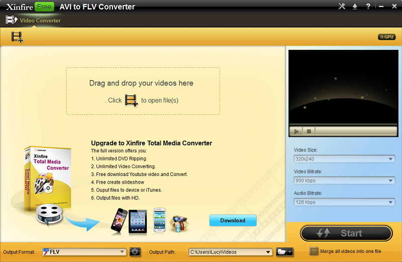 Xinfire Free AVI to FLV Converter