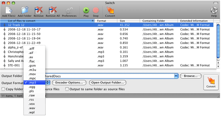 Switch Plus Audio File Converter for Mac