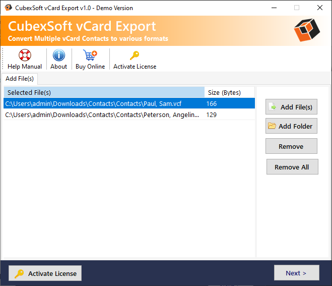 CubexSoft vCard Export