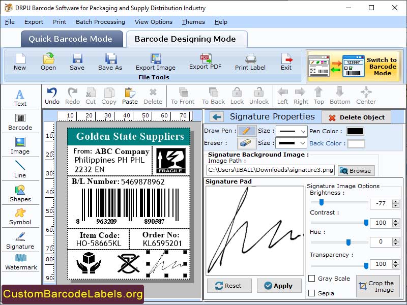 Packaging Barcode Labels Tool