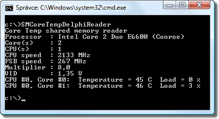 Core Temp reader for Delphi