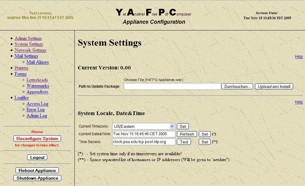 YAFPC-Appliance