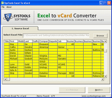 Export Excel to vCard