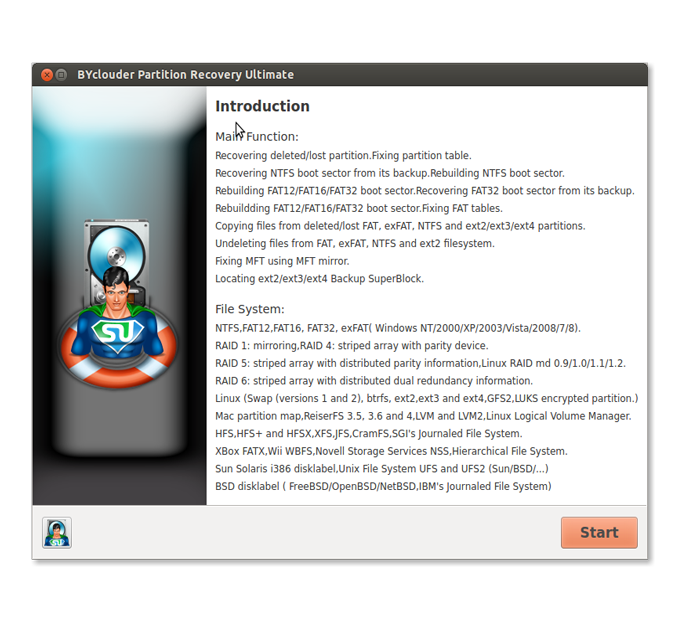 BYclouder Partition Recovery Ultimate for Linux