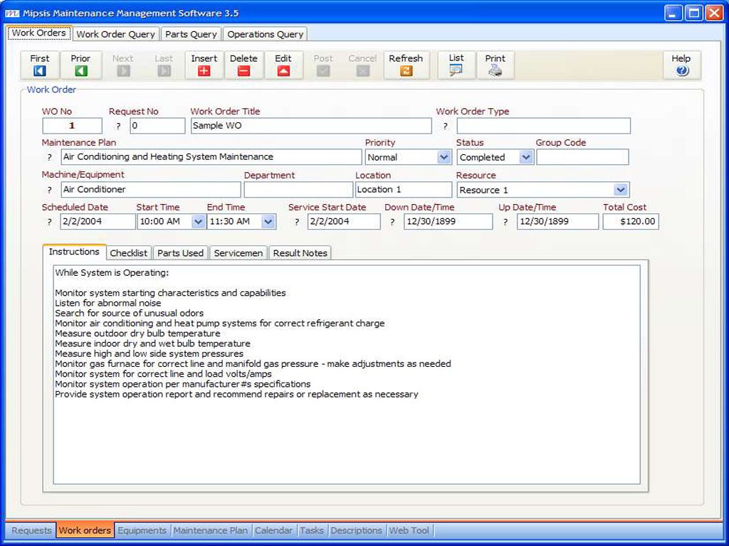 Mipsis Maintenance Management Software