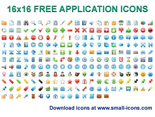 16x16 Free Application Icons