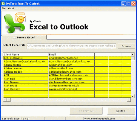 Import Excel to Outlook 2007