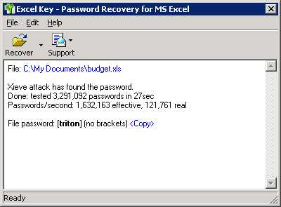 Excel Password Recovery Key