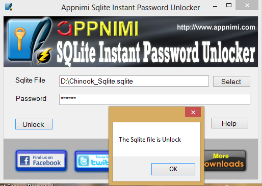 Appnimi SQLite Instant Password Unlocker