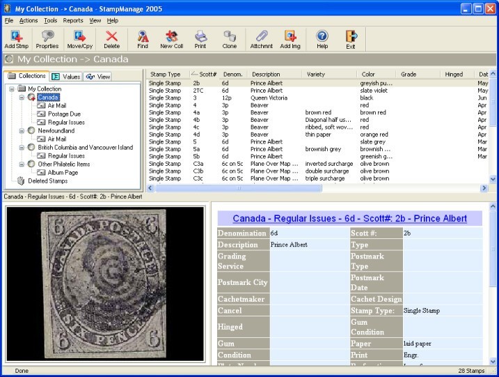 StampManage Canada Philatelic Software
