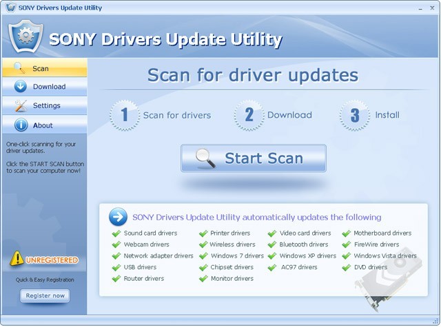 SONY Drivers Update Utility For Windows 7