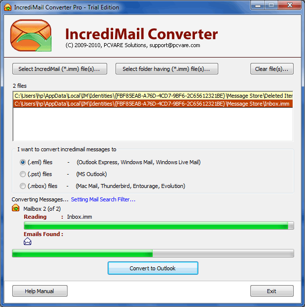 IncrediMail to Windows Live Mail Converter