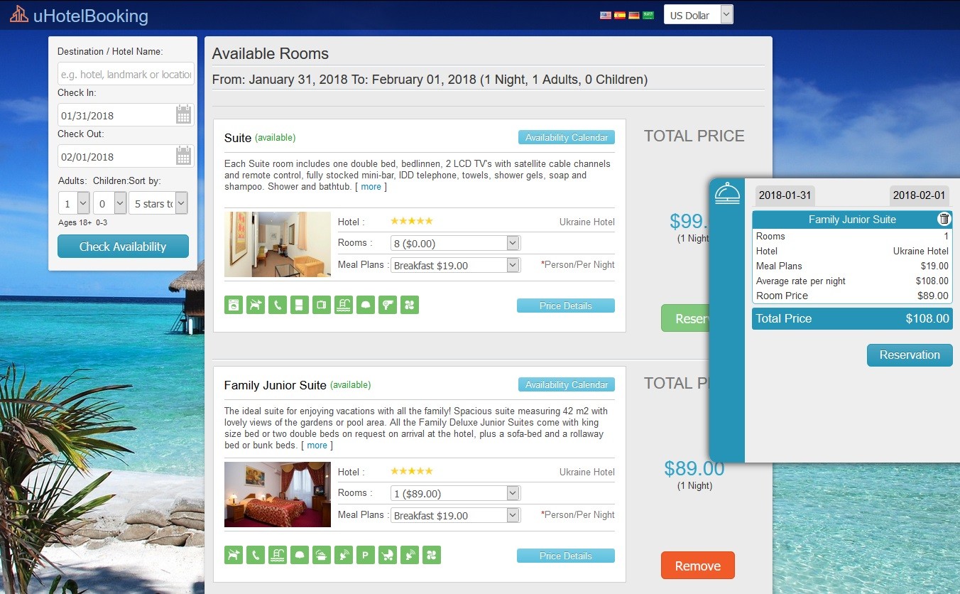 Reservation Wizard for uHotelBooking